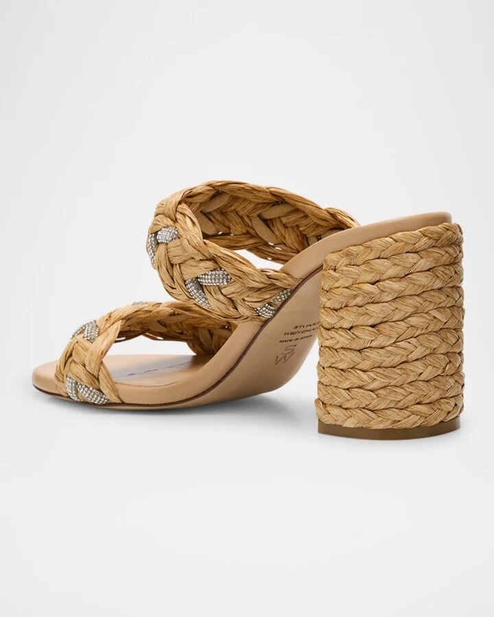 Lana Raffia Crystal Slide Sandals - Image 6
