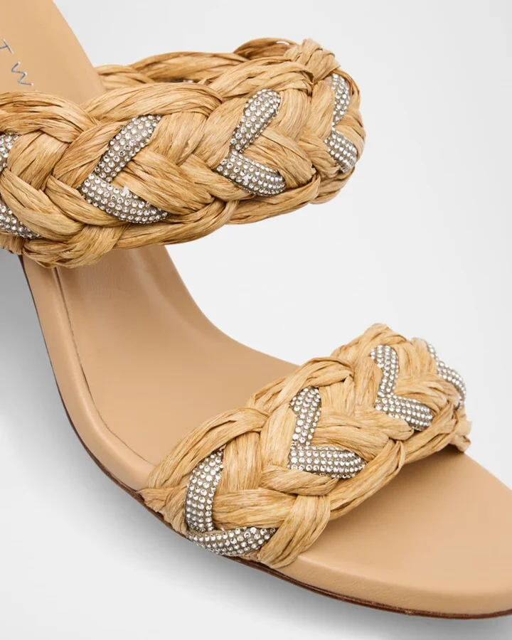 Lana Raffia Crystal Slide Sandals - Image 7