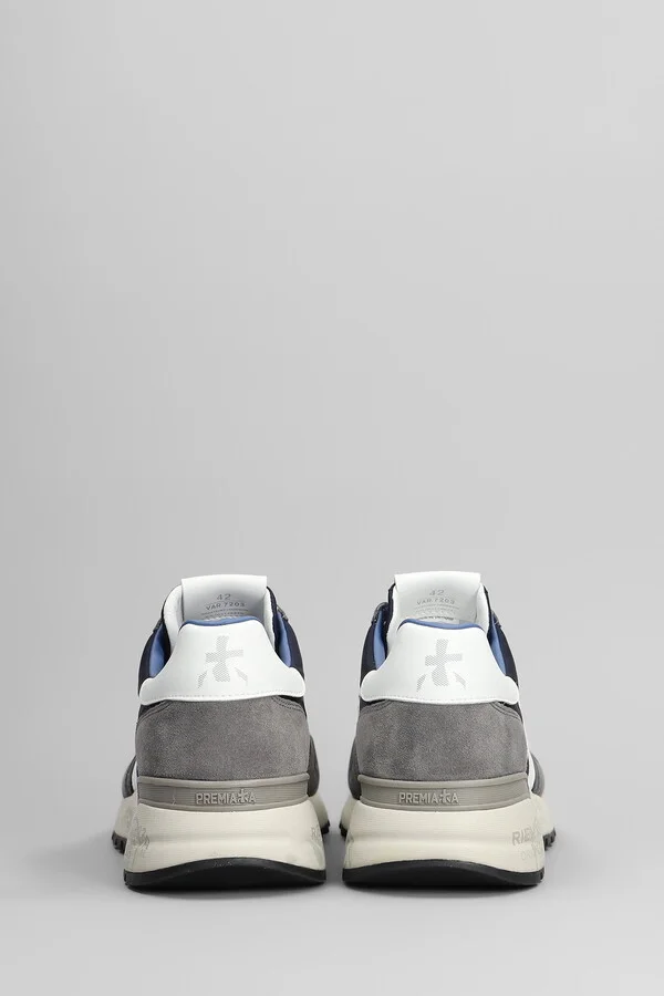 Lander Sneakers In Blue Suede And Fabric - Image 4