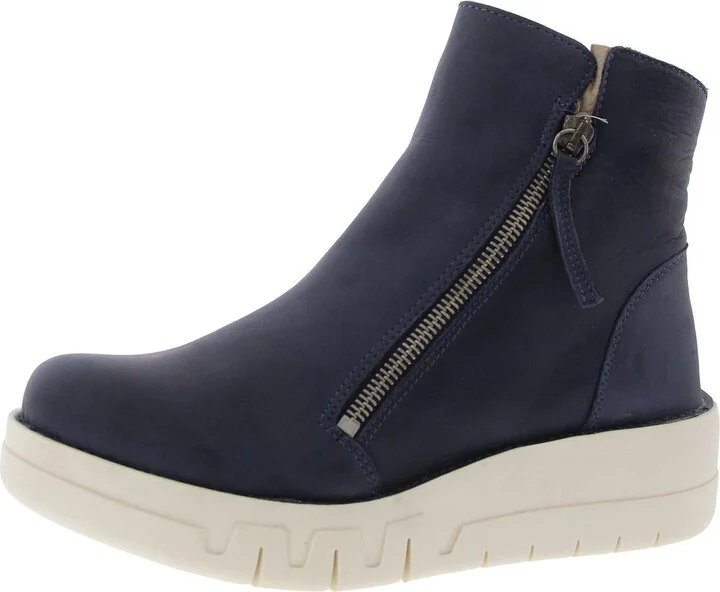 Lando Womens Zipper Leather Ankle Boots