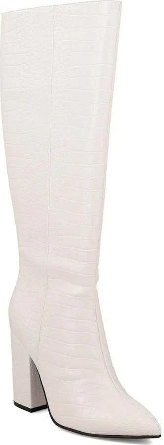 Landra Womens Block Heel Faux Leather Knee-High Boots
