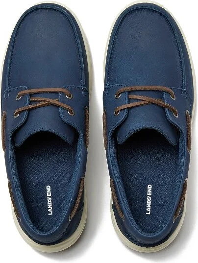 Lands' End Men's Comfort Leather Slip On Boat Shoes - 9 - Tide Pool - Image 2