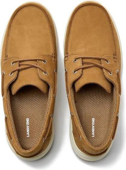 Lands' End Men's Comfort Leather Slip On Boat Shoes - 9 - Tide Pool - Image 3