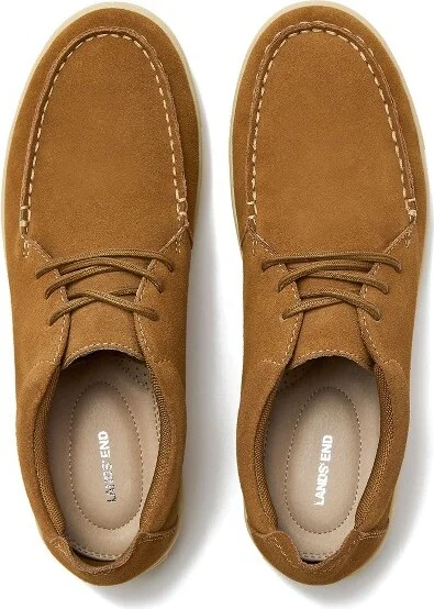 Lands' End Men's Moc Toe Suede Lace Up Sneakers - 10.5 - Tuscan Brown - Image 2