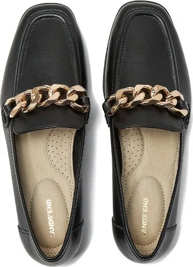 Lands' End Women's Chain Leather Loafers - 9 - Black Leather - Image 2