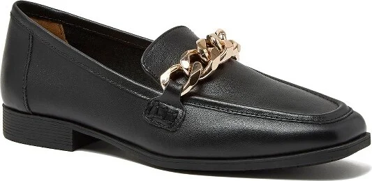 Lands' End Women's Chain Leather Loafers - 9 - Black Leather
