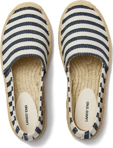 Lands' End Women's Classic Espadrille Flats - 10 - Deep Sea Navy Stripe - Image 2