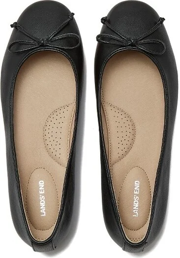 Lands' End Women's Essential Leather Ballet Flats - 8 - Light Gold - Image 3