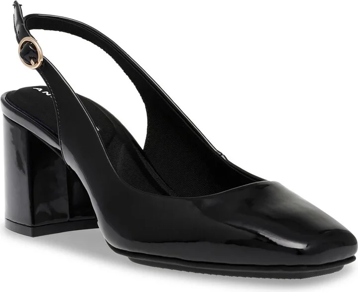 Laney Womens Faux Leather Slip On Slingback Heels