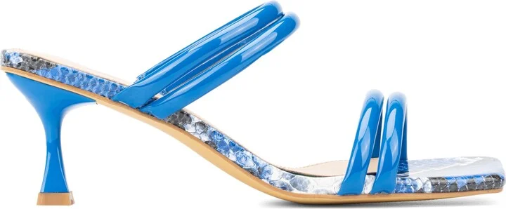 Lanna Snake Embossed Heeled Sandal - Wide Width - Image 11
