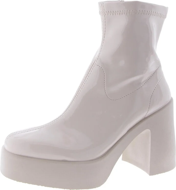 Lanna Womens Patent Solid Mid-Calf Boots