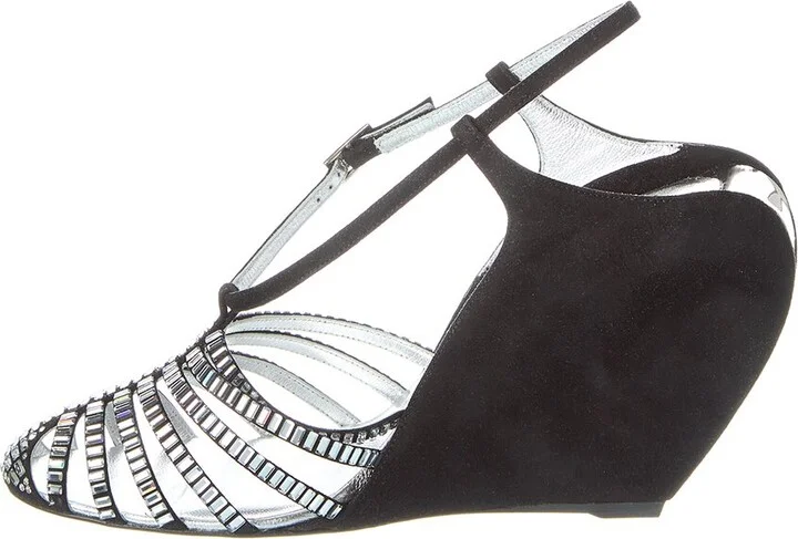 Lanvin Banana Heel Suede Wedge Sandal - Image 2