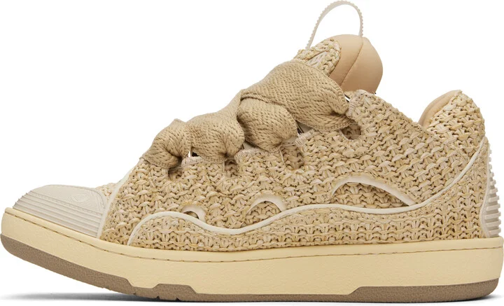 Lanvin Beige Curb Raffia Sneakers - Image 3