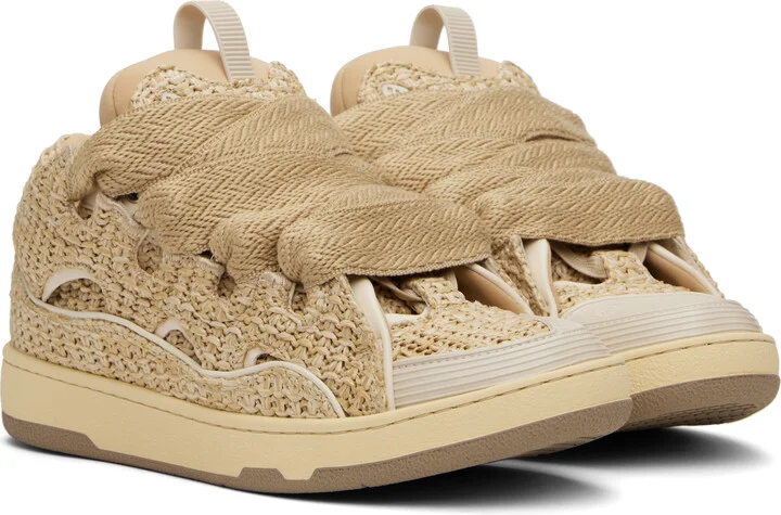 Lanvin Beige Curb Raffia Sneakers - Image 4