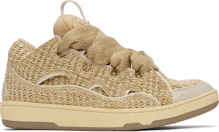 Lanvin Beige Curb Raffia Sneakers