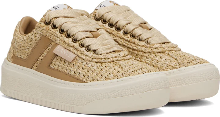 Lanvin Beige 'Lanvin' Cash Raffia Sneakers - Image 4