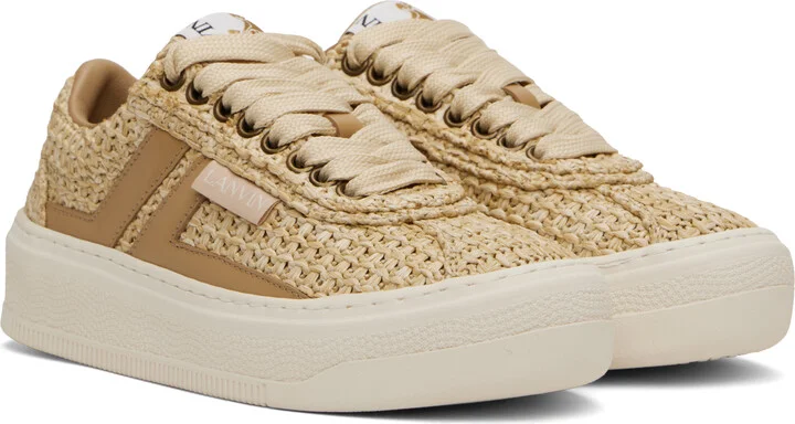 Lanvin Beige 'Lanvin' Cash Raffia Sneakers - Image 4