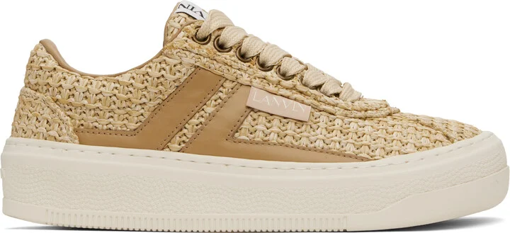 Lanvin Beige 'Lanvin' Cash Raffia Sneakers