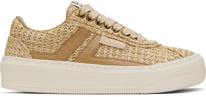 Lanvin Beige 'Lanvin' Cash Raffia Sneakers