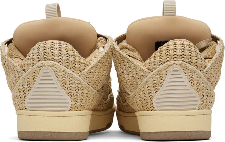 Lanvin Beige Raffia Curb Sneakers - Image 2