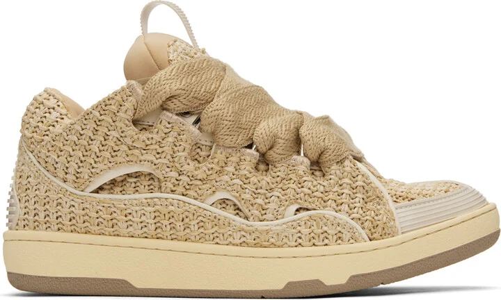 Lanvin Beige Raffia Curb Sneakers