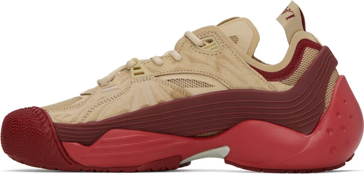 Lanvin Beige & Red Flash-X Sneakers - Image 3