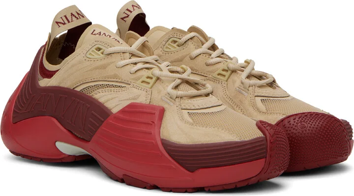 Lanvin Beige & Red Flash-X Sneakers - Image 4