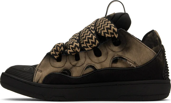 Lanvin Black & Brown Curb Washed Denim Sneakers - Image 3