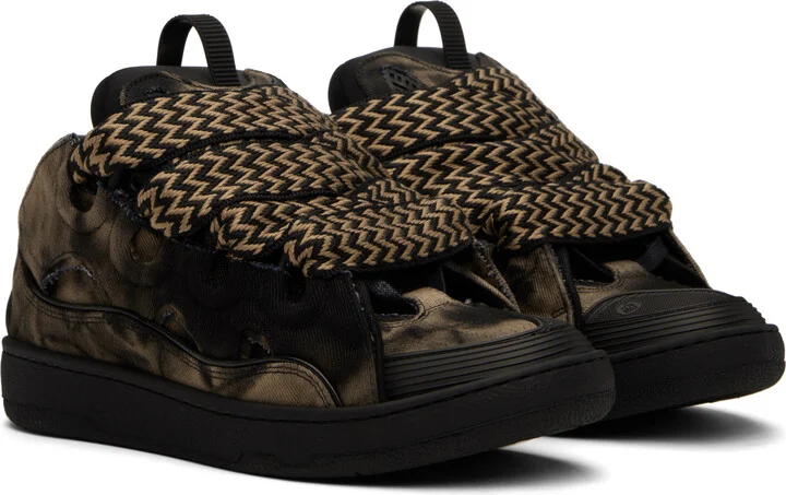 Lanvin Black & Brown Curb Washed Denim Sneakers - Image 4