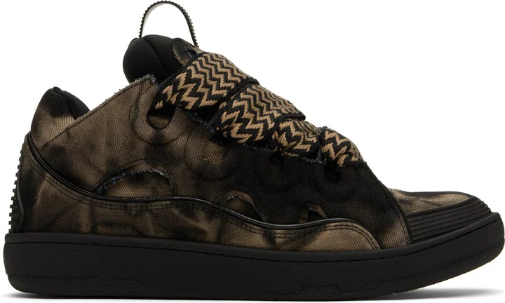 Lanvin Black & Brown Curb Washed Denim Sneakers