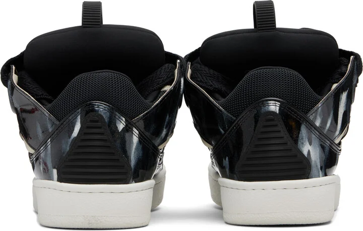 Lanvin Black Curb Leather Sparkles Sneakers - Image 2