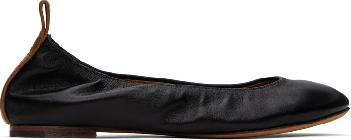 Lanvin Black Leather Ballerina Flats