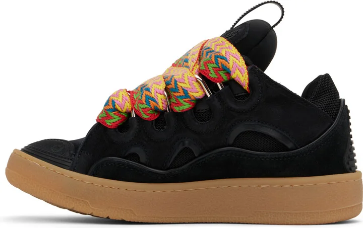 Lanvin Black Leather Curb Sneakers - Image 3