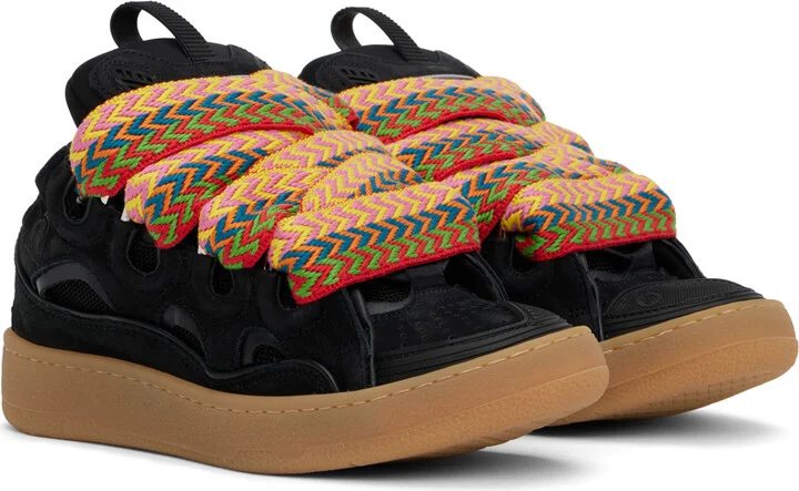 Lanvin Black Leather Curb Sneakers - Image 4