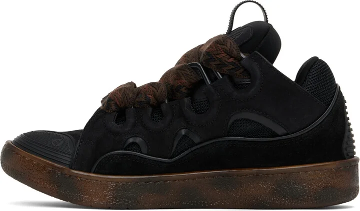 Lanvin Black Leather Curb Sneakers - Image 3