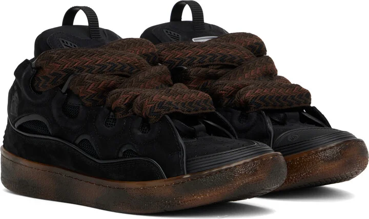 Lanvin Black Leather Curb Sneakers - Image 4