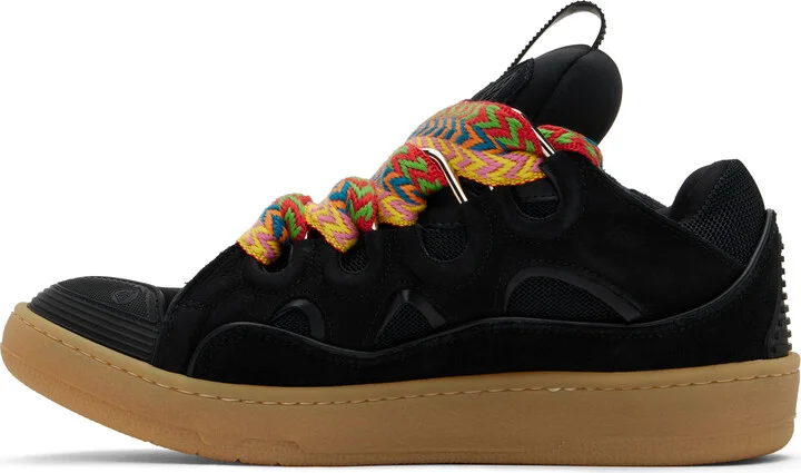 Lanvin Black Leather Curb Sneakers - Image 3