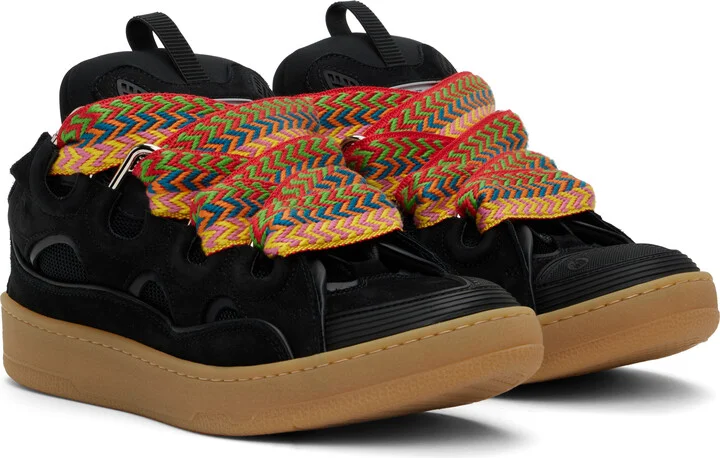 Lanvin Black Leather Curb Sneakers - Image 4