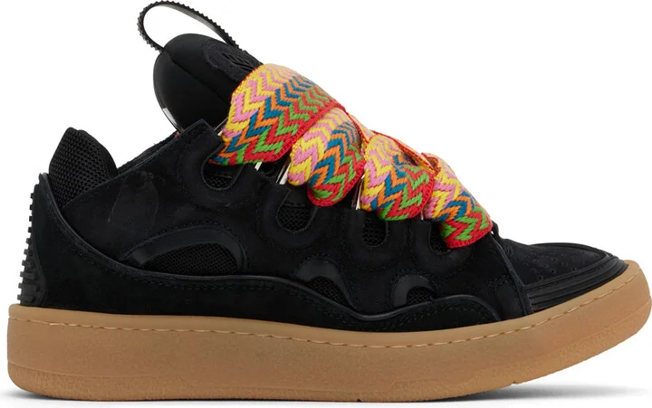 Lanvin Black Leather Curb Sneakers
