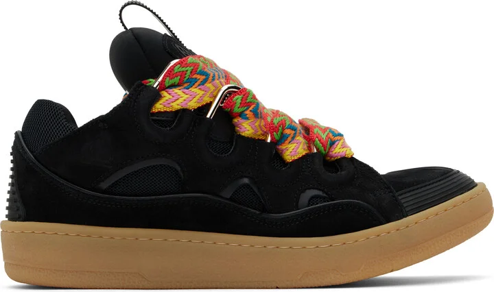 Lanvin Black Leather Curb Sneakers