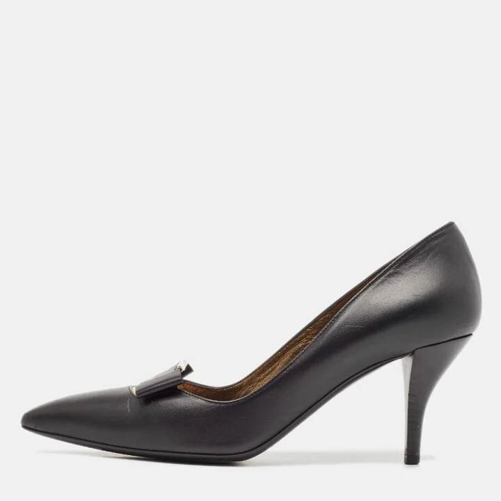 Lanvin Black Leather Pointed Toe Pumps Size 39