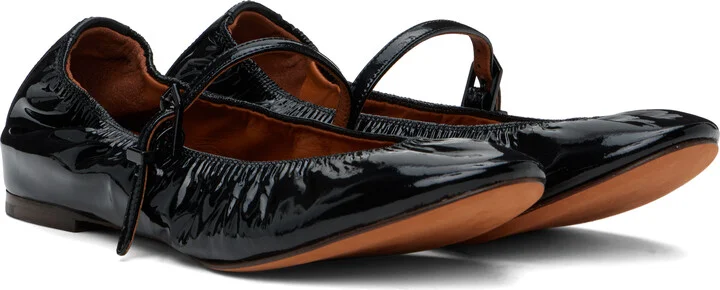 Lanvin Black Mary Jane Glossy Leather Ballerina Flats - Image 4