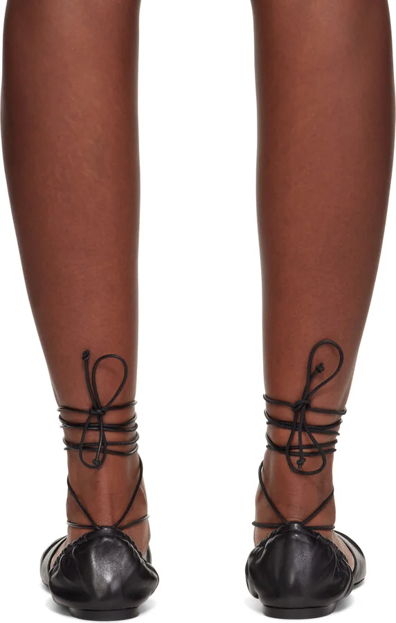 Lanvin Black Mesure Lace-Up Leather Ballerina Flats - Image 2