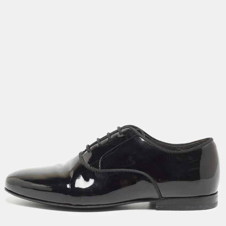 Lanvin Black Patent Leather Lace Up Oxford Size 35.5
