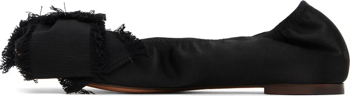 Lanvin Black Satin Bow Ballerina Flats - Image 3