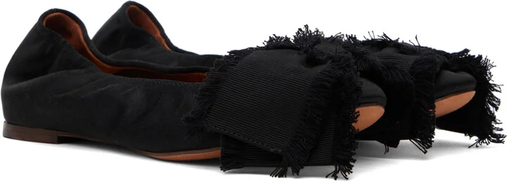 Lanvin Black Satin Bow Ballerina Flats - Image 4