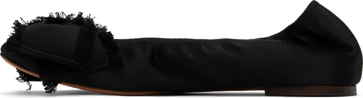Lanvin Black Satin Bow Ballerina Flats - Image 3