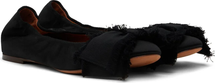 Lanvin Black Satin Bow Ballerina Flats - Image 4
