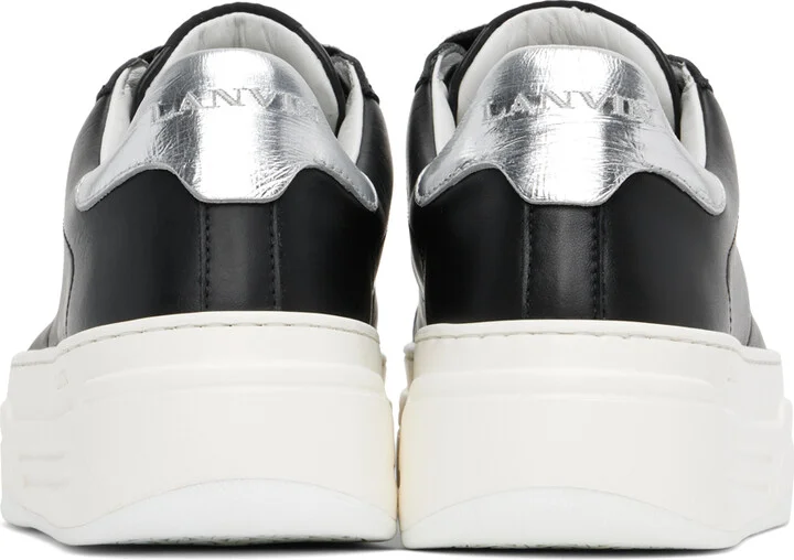 Lanvin Black & Silver DDB0 Leather Platform Sneakers - Image 2