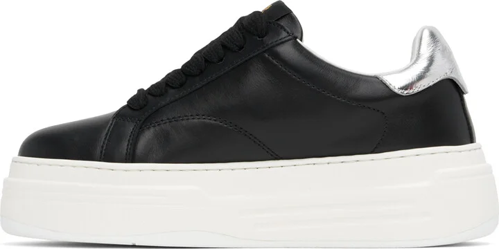 Lanvin Black & Silver DDB0 Leather Platform Sneakers - Image 3